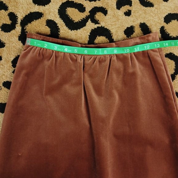 Vintage Brown Velvet A Line Skirt With Pockets - Picture 6 of 6